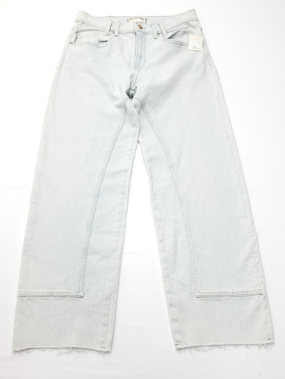 NEW We the Free People Risk Taker High-Rise Straight Raw Hem Light Blue Jeans 30 - Picture 3 of 13